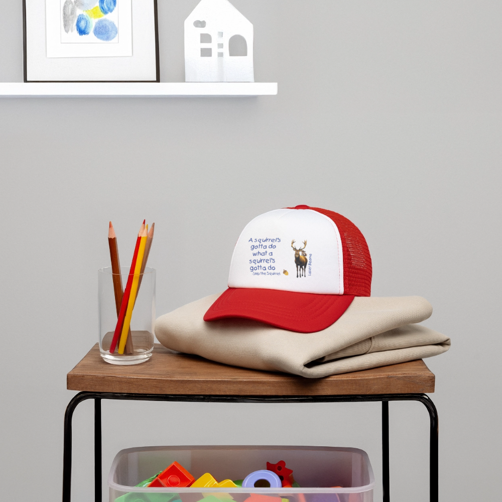 Kid's Trucker Cap - white/red